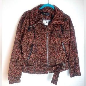 ❗️NEW Zara Red Black Green Cheetah Print Coat - Jacket Size Small